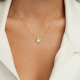 Dalia | White Iris Clover Necklace